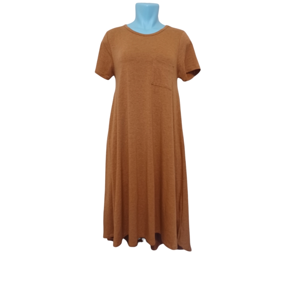 LuLaRoe Carly Perfect Fall Dress Tan Size Small - Picture 3 of 10
